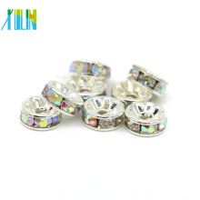 Jewelry Making Supplies All Size Large Hole Rhinestone Rondelle Silver Spacer Beads For Sale